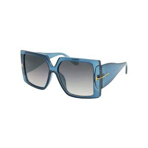 Square-Butterfly Blue Wide Rim Sunglasses